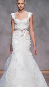Monique Lhuillier 'Aspen' size 2 used wedding dress front view on model