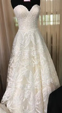 Load image into Gallery viewer, Custom &#39;Paisley&#39; size 14 used wedding dress front dress on mannequin

