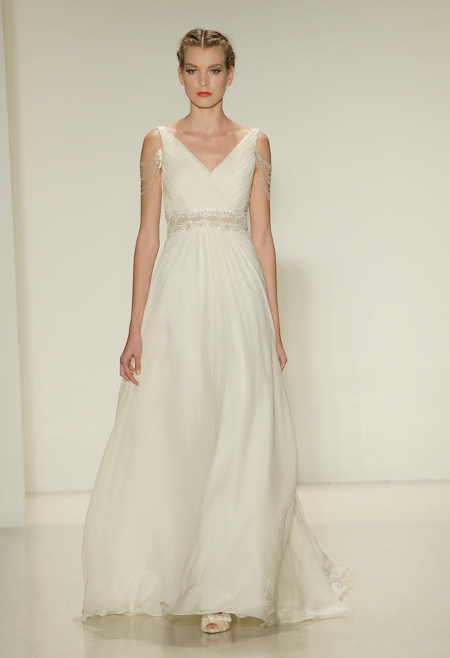 Kelly Faetanini 'Emeline' size 4 used wedding dress front view on model