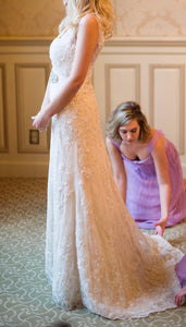 Martina Liana 'Charlotte' size 10 used wedding dress side view on bride