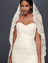 Load image into Gallery viewer, Jewel &#39;Off the Shoulder&#39; size 2 new wedding dress view with veil
