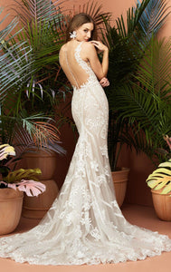 Wtoo 'Viola' size 10 used wedding dress back view on model