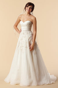Watters Lasara Floral Strapless Wedding Dress - Watters - Nearly Newlywed Bridal Boutique - 1