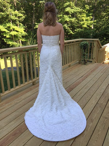 Augusta Jones 'Strapless' size 8 used wedding dress back view on bride