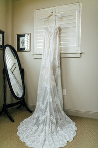 Ashley and Justin '10413' size 8 used wedding dress back view on hanger